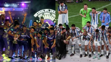 Shreyas Iyer recreated the iconic Messi celebration after leading KKR to winning IPL 2024 title