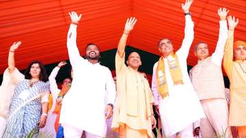 UP CM Yogi at Chandigarh rally with BJP leaders