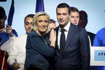 Far-right National Rally's (RN) leader Marine Le Pen at an election campaign. 