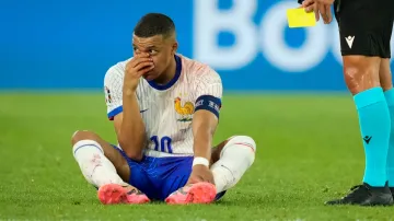 Kylian Mbappe suffered a bleeding nose during France's Euro Cup encounter against Austria