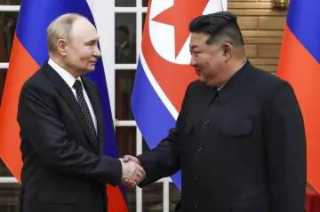 Russian President Vladimir Putin with North Korean supreme leader Kim Jong Un