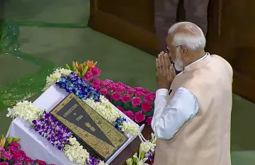 PM Modi in the Parliament Building