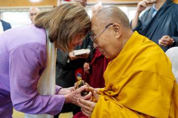 US former House Speaker Nancy Pelosi with Dalai Lama