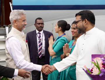 EAM S Jaishankar was received by Sri Lankan of State Tharaka Balasuriya and Governor of Eastern prov