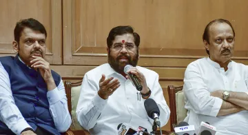 Maharashtra Chief Minister Eknath Shinde (Middle) and his two deputies Devendra Fadnavis and Ajit Pawar