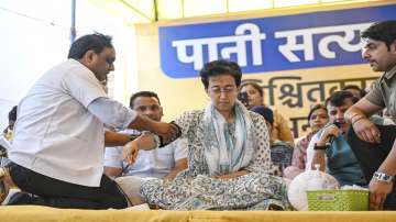 Delhi water crisis, Protesters raise slogans at Atishi indefinite hunger strike site, Delhi water cr