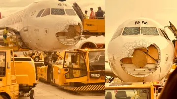 Austrian Airlines plane badly damaged by hailstorm during flight