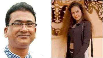 Bangladesh MP Anwarul Azim Anar (L) and Silasti Rahman (R), the model who is suspected of luring him