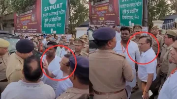 Scuffle between BJP business cell unit chief in Meerut and a police official. 