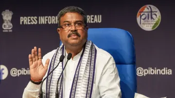 Union Education Minister Dharmendra Pradhan addresses a press conference regarding the alleged irregularities in NEET 2024 results and UGC-NET 2024 exam cancellation, in New Delhi.