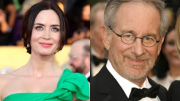 Emily Blunt and Steven Spielberg