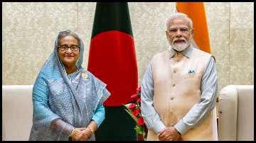 Bangladesh PM Sheikh Hasina with PM Narendra Modi.