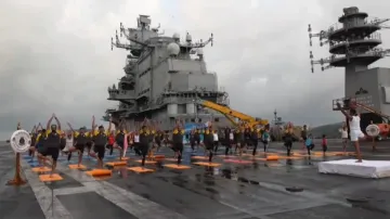 International Yoga day: Indian Navy officials perform Yoga