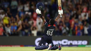 Aaron Jones during the USA vs Canada T20 World Cup 2024 match