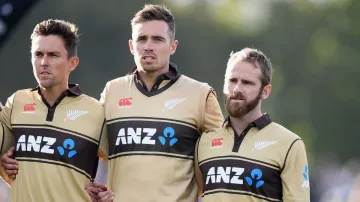 Trent Boult, Tim Southee and Kane Williamson