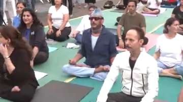 Jackie Shroff performs yoga