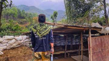 A village volunteer stands guard at a bunker set up in conflict-hit Manipur. (Representational image)