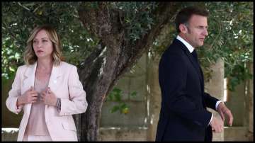 Italy's Giorgia Meloni with France's Emmanuel Macron