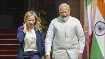 PM Modi with his Italian counterpart Giorgia Meloni