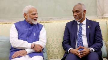 PM Narendra Modi with Maldives President Mohamed Muizzu.