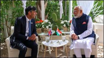 PM Modi with his British counterpart Rishi Sunak on the sidelines of the G7 Summit in Italy.