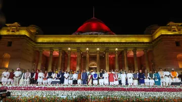 Prime Minister Narendra Modi and his Council of Ministers after taking oath of office on Sunday, June 9.