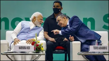 PM Narendra Modi with WHO Director-General Tedros Adhanom Ghebreyesus.