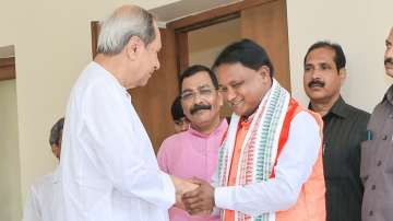 Odisha CM-designate Mohan Charan Majhi meets outgoing Chief Minister Naveen Patnaik.