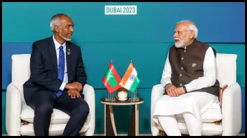 Maldives President Mohamed Muizzu with PM Narendra Modi.