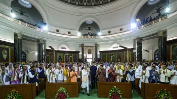 Prime Minister Narendra Modi at NDA parliamentary meeting.