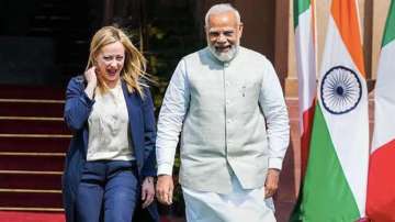 PM Modi with his Italian counterpart Giorgia Meloni