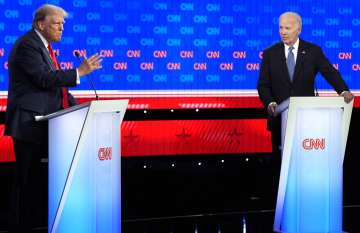 US President Joe Biden (R) and Republican candidate Donald Trump (L) during a Presidential debate. 