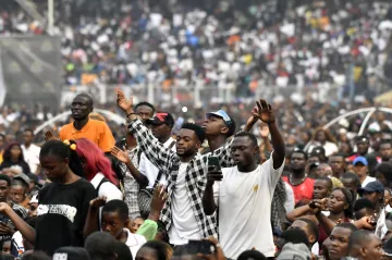 People attend a music concert at the Stade des Martyrs of Kinshasa, Democratic Republic of Congo.