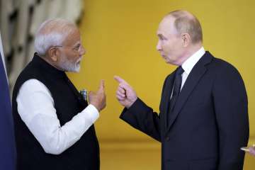  PM Narendra Modi with Russian President Vladimir Putin 