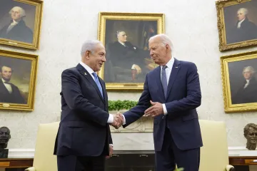 President Joe Biden meets with Israeli Prime Minister Benjamin Netanyahu in the Oval Office of the W