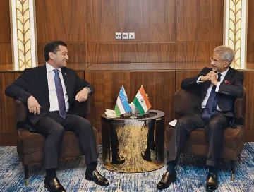  External Affairs Minister S Jaishankar during a meeting with Foreign Minister of Uzbekistan Bakhtiy