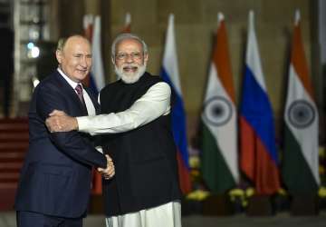 Prime Minister Narendra Modi with Russian President Vladimir Putin