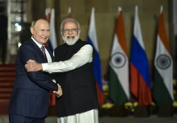 Prime Minister Narendra Modi with Russian President Vladimir Putin