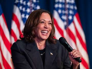 Vice President Kamala Harris speaks at her campaign headquarters in Wilmington