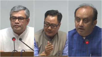 Ashwini Vaishnaw, Kiren Rijiju, Sudhanshu Trivedi hold press conference