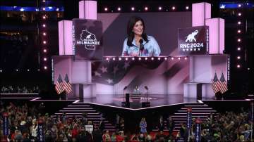 Former Republican presidential contender Nikki Haley speaks on Day 2 of the Republican National Convention (RNC).