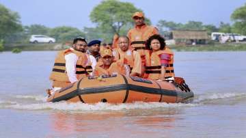 UP CM Yogi Adityanath inspects flood-affected areas in Lakhimpur Pilibhit