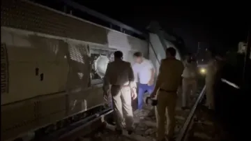 Goods train derails, Amroha, Uttar Pradesh