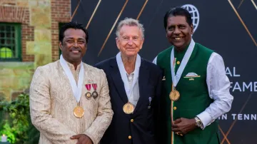 Leander Paes, Richard Evans and Vijay Amritraj