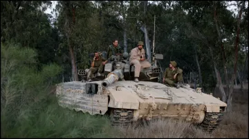 Israeli soldiers near the Gaza border.