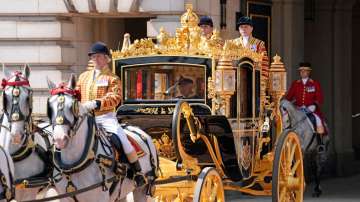 King Charles III and Queen Camilla depart Buckingham Palace, London, travelling in the Diamond Jubil