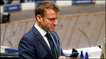 French President Emmanuel Macron at the NATO Summit in Washington