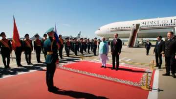 Prime Minister Narendra Modi receives red carpet welcome at the Moscow airport