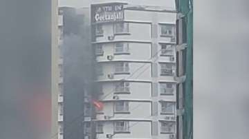 Fire erupts at Mumbai highrise in Ghatkopar.