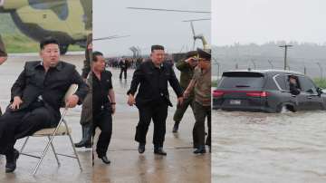 North Korean leader Kim Jong Un observes rescue efforts in flooded areas near the country's border with China, in North Pyongan Province
